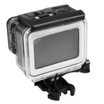 غطاء حماية مقاوم للماء حتى 30 متر لجهاز GoPro HERO5 مصنوع من PC و ABS + غطاء خلفي لمسية مع إبزيم، قاعدة تثبيت أساسية، برغي طويل، حجم الغطاء الخلفي: 7 × 6 سم، غطاء حماية