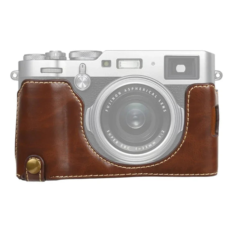 قاعدة نصف غطاء كاميرا من جلد PU بخيط 1/4 بوصة لكاميرا FUJIFILM X100V، لكاميرا FUJIFILM X100V
