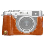 قاعدة نصف غطاء كاميرا من جلد PU بخيط 1/4 بوصة لكاميرا FUJIFILM X100V، لكاميرا FUJIFILM X100V