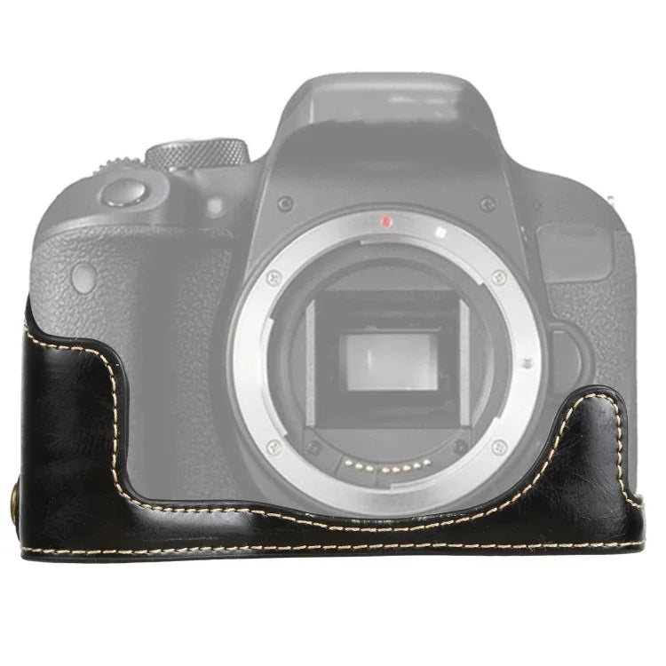 غطاء نصف كاميرا من جلد PU مع خيط 1/4 بوصة لقاعدة كاميرا كانون EOS 77D / 800D، لجهاز كانون EOS 77D، لجهاز كانون EOS 77D