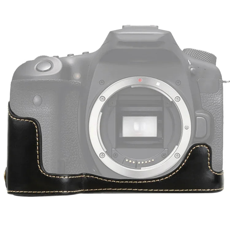قاعدة نصف غطاء كاميرا من جلد PU بخيط 1/4 بوصة لكاميرا كانون EOS 90D، لكاميرا كانون EOS 90D