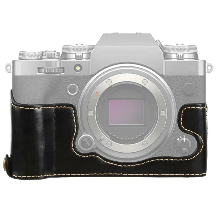 قاعدة نصف غطاء كاميرا من جلد PU بخيط 1/4 بوصة لـ FUJIFILM X-T4، لـ FUJIFILM X-T4