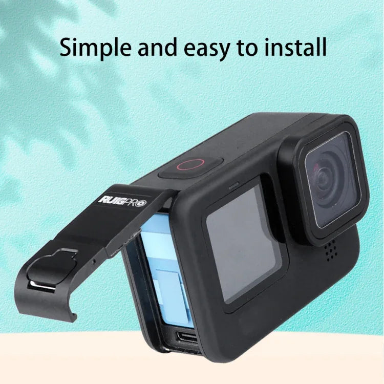 غطاء واجهة بطارية من سبائك الألمنيوم لجهاز GoPro HERO10 Black / HERO9 Black، غطاء جانبي من سبائك الألمنيوم