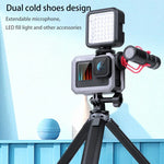 قفص حماية بإطار معدني مع قاعدة حذاء بارد مزدوج فضي رمادي من RUIGPRO لكاميرات GoPro HERO10 Black / HERO9 Black