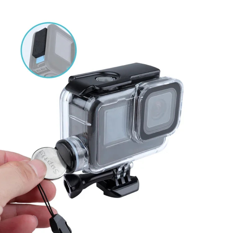 غطاء واقي مقاوم للماء مع مشبك وشاسيه أساسي وشحن حتى 30 متر لكاميرا GoPro HERO10 Black / HERO9 Black، لـ GoPro HERO9 Black / الشحن