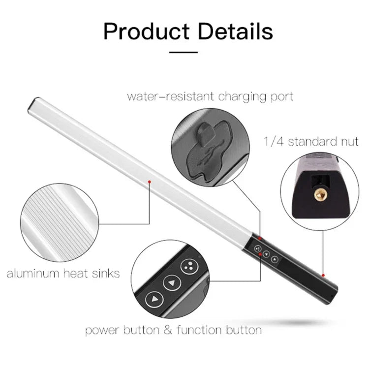 مصباح فيديو LED ملون 8 ألوان LUXCeO Q508A مقاوم للماء مع تحكم عن بعد، Q508A