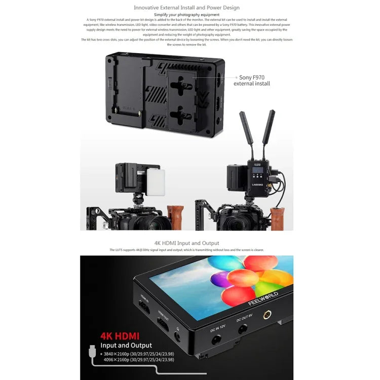 شاشة مراقبة ميدانية DSLR بقياس 5.5 بوصة FEELWORLD LUT5 فائقة السطوع 3000 نت تعمل باللمس، LUT5