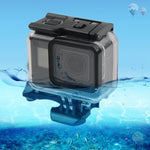 غطاء حماية مقاوم للماء بعمق 45 متر + غطاء خلفي بشاشة لمس لكاميرا GoPro NEW HERO / HERO6 / 5، مع إبزيم تثبيت أساسي وبرغي، لا حاجة لإزالة العدسة، شاشة لمس (شفاف)