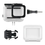غطاء حماية مقاوم للماء بعمق 45 متر + غطاء خلفي بشاشة لمس لكاميرا GoPro NEW HERO / HERO6 / 5، مع إبزيم تثبيت أساسي وبرغي، لا حاجة لإزالة العدسة، شاشة لمس (شفاف)