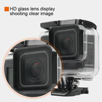 غطاء حماية مقاوم للماء بعمق 45 متر + غطاء خلفي بشاشة لمس لكاميرا GoPro NEW HERO / HERO6 / 5، مع إبزيم تثبيت أساسي وبرغي، لا حاجة لإزالة العدسة، شاشة لمس (شفاف)