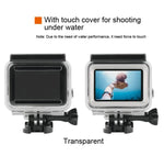 غطاء حماية مقاوم للماء بعمق 45 متر + غطاء خلفي بشاشة لمس لكاميرا GoPro NEW HERO / HERO6 / 5، مع إبزيم تثبيت أساسي وبرغي، لا حاجة لإزالة العدسة، شاشة لمس (شفاف)