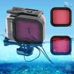 غطاء حماية مقاوم للماء بعمق 45 متر + غطاء خلفي بشاشة لمس لكاميرا GoPro NEW HERO / HERO6 / 5، مع إبزيم تثبيت أساسي وبرغي ومرشحات (بنفسجي، أحمر، وردي)، لا حاجة لإزالة العدسة، شاشة لمس + مرشحات (شفاف)