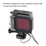 غطاء حماية مقاوم للماء بعمق 45 متر + غطاء خلفي بشاشة لمس لكاميرا GoPro NEW HERO / HERO6 / 5، مع إبزيم تثبيت أساسي وبرغي ومرشحات (بنفسجي، أحمر، وردي)، لا حاجة لإزالة العدسة، شاشة لمس + مرشحات (شفاف)