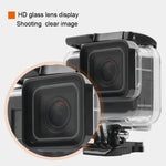 غطاء حماية مقاوم للماء بعمق 45 متر + غطاء خلفي بشاشة لمس لكاميرا GoPro NEW HERO / HERO6 / 5، مع إبزيم تثبيت أساسي وبرغي ومرشحات (بنفسجي، أحمر، وردي)، لا حاجة لإزالة العدسة، شاشة لمس + مرشحات (شفاف)