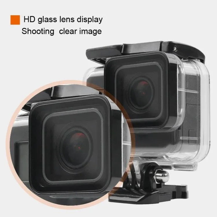 غطاء حماية مقاوم للماء بعمق 45 متر + غطاء خلفي بشاشة لمس لكاميرا GoPro NEW HERO / HERO6 / 5، مع إبزيم تثبيت أساسي وبرغي ومرشحات (بنفسجي، أحمر، وردي)، لا حاجة لإزالة العدسة، شاشة لمس + مرشحات (شفاف)