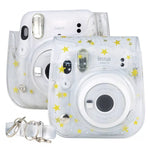 حافظة كاميرا صلبة من PVC كريستال النجوم مع حزام كتف لكاميرا FUJIFILM Instax Mini 11، شفافة