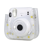 حافظة كاميرا صلبة من PVC كريستال النجوم مع حزام كتف لكاميرا FUJIFILM Instax Mini 11، شفافة