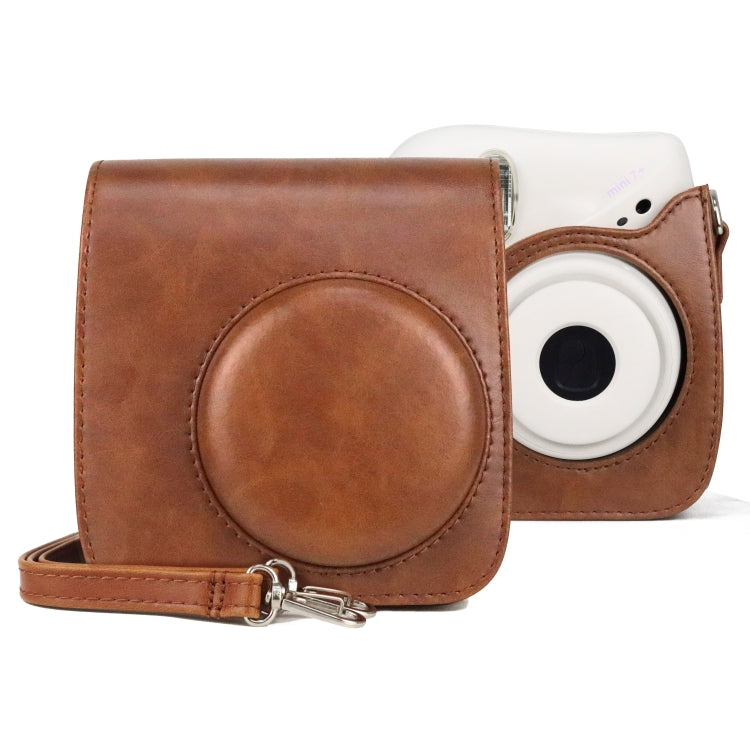 حافظة كاميرا جلدية PU عتيقة كاملة الجسم مع حزام لكاميرا FUJIFILM instax mini 7+، لـ FUJIFILM instax mini 7+