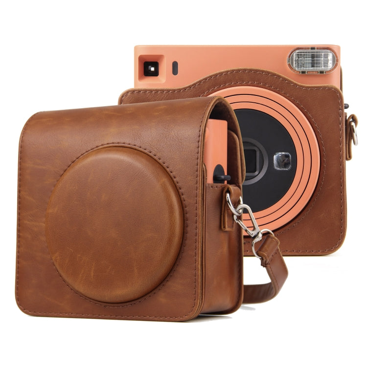حافظة كاميرا جلدية PU كاملة الجسم مع حزام لكاميرا FUJIFILM instax Square SQ1