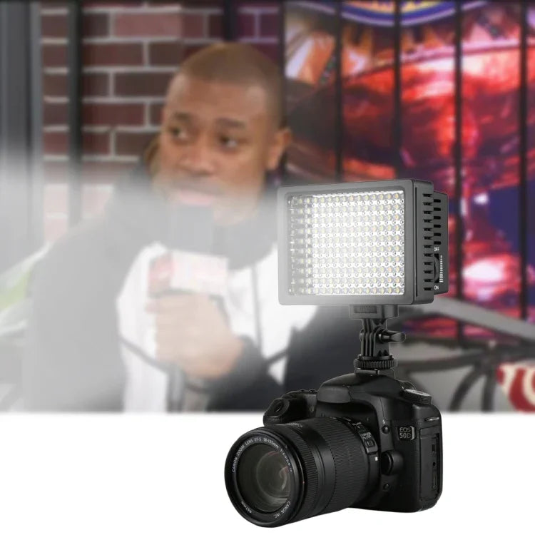 HD-160 ضوء فيديو LED أبيض على الكاميرا لإضاءة التصوير، ضوء تعبئة لكاميرات كانون، نيكون، DSLR مع 3 صفائح فلتر، HD-160