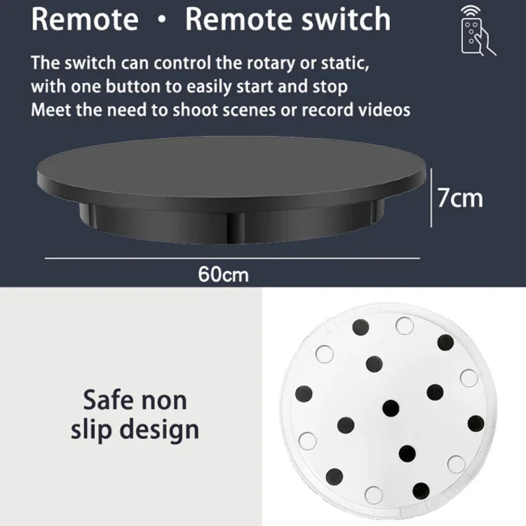 حامل عرض دوار كهربائي 60 سم لأغراض التصوير، قدرة التحميل: 100 كجم، طاقة قابلة للتوصيل، قابس المملكة المتحدة، 60 سم، قابس المملكة المتحدة