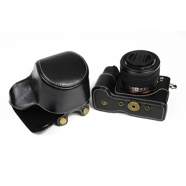 حقيبة كاميرا كاملة من جلد PU لجهاز Sony LCE-7C / Alpha 7C / A7C بعدسة 28-60 مم / 40.5 مم، لجهاز Sony A7C
