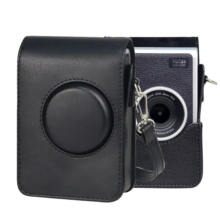 حقيبة كاميرا عمودية كاملة الجسم من جلد PU مع حزام لكاميرا FUJIFILM instax mini Evo، لكاميرا FUJIFILM instax mini Evo عمودية