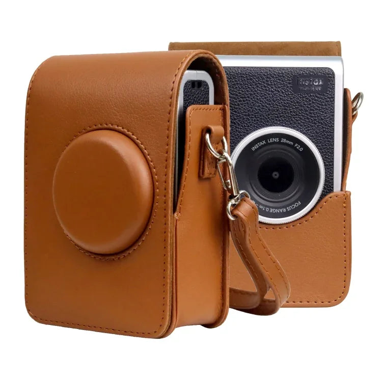 حقيبة كاميرا عمودية كاملة الجسم من جلد PU مع حزام لكاميرا FUJIFILM instax mini Evo، لكاميرا FUJIFILM instax mini Evo عمودية