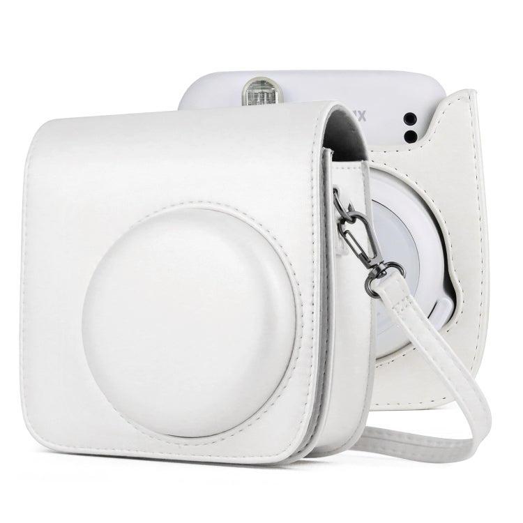 حقيبة جلد كاملة للجسم بلون صلب لكاميرا FUJIFILM Instax mini 11 مع حزام