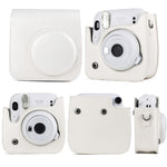 حقيبة جلد كاملة للجسم بلون صلب لكاميرا FUJIFILM Instax mini 11 مع حزام