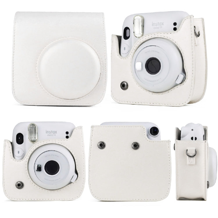 حقيبة جلد كاملة للجسم بلون صلب لكاميرا FUJIFILM Instax mini 11 مع حزام