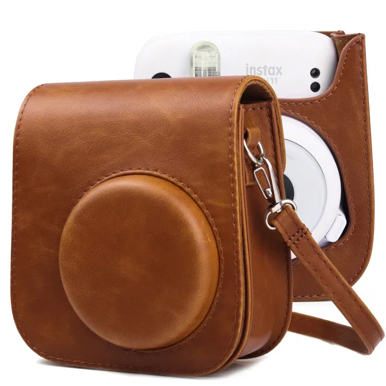 حقيبة كاميرا جلد كاملة الجسم بنمط ريترو مع حزام لفوجي فيلم Instax mini 11، لفوجي فيلم Instax mini 11