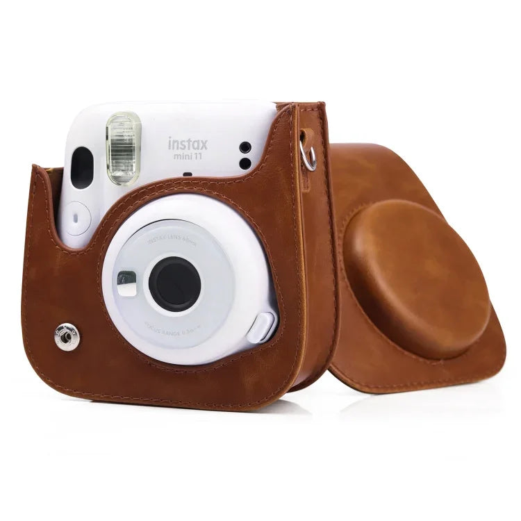 حقيبة كاميرا جلد كاملة الجسم بنمط ريترو مع حزام لفوجي فيلم Instax mini 11، لفوجي فيلم Instax mini 11