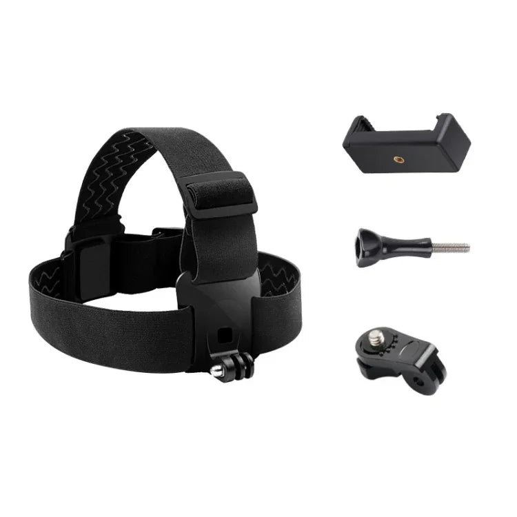 حزام تثبيت مرن قابل للتعديل مع مشبك هاتف وبرغي ومحول نوع S لكاميرات GoPro HERO10 Black / HERO9 Black / 8 / 7 / 6 / 5، Xiaoyi وغيرها من كاميرات الأكشن والهواتف الذكية