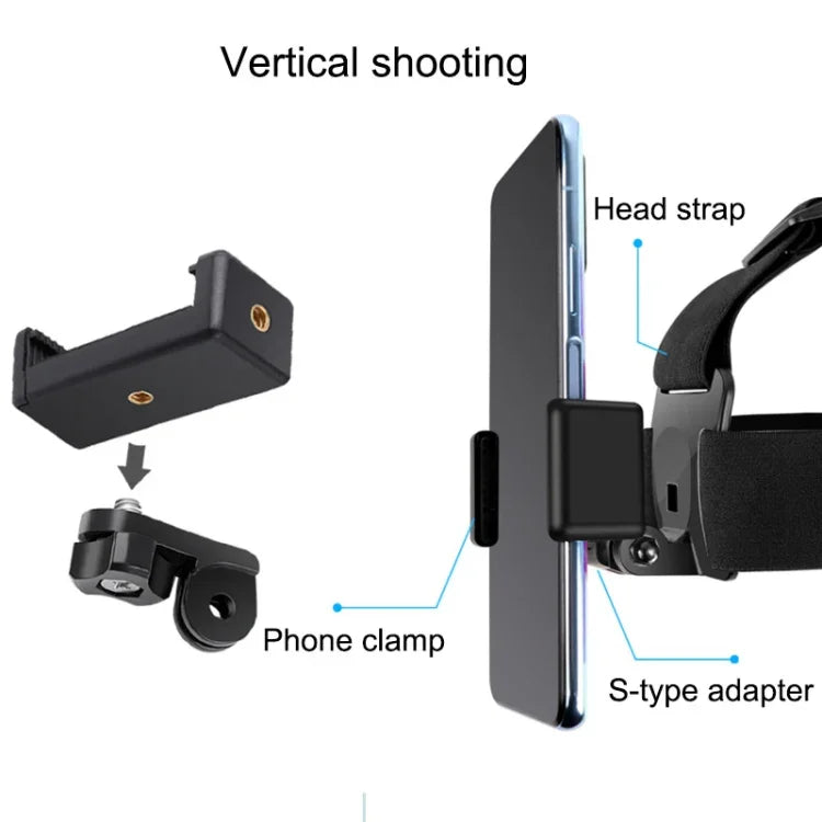حزام تثبيت مرن قابل للتعديل مع مشبك هاتف وبرغي ومحول نوع S لكاميرات GoPro HERO10 Black / HERO9 Black / 8 / 7 / 6 / 5، Xiaoyi وغيرها من كاميرات الأكشن والهواتف الذكية