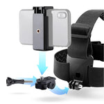 حزام تثبيت مرن قابل للتعديل مع مشبك هاتف وبرغي ومحول نوع S لكاميرات GoPro HERO10 Black / HERO9 Black / 8 / 7 / 6 / 5، Xiaoyi وغيرها من كاميرات الأكشن والهواتف الذكية