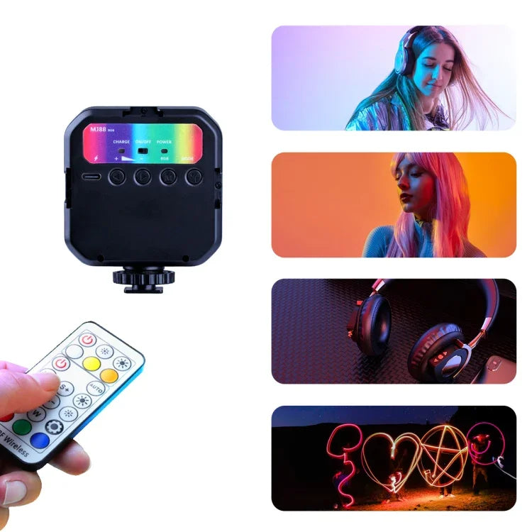 ضوء ملء تجميلي كامل الألوان MJ88 Pocket 3000-7000K+RGB، ضوء LED محمول للتصوير والكاميرا مع تحكم عن بعد، MJ88