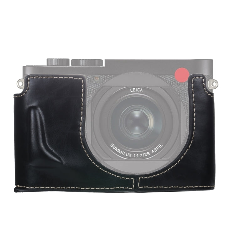 قاعدة نصف غطاء كاميرا من جلد PU بخيط 1/4 بوصة لـ Leica Q2، لـ Leica Q2
