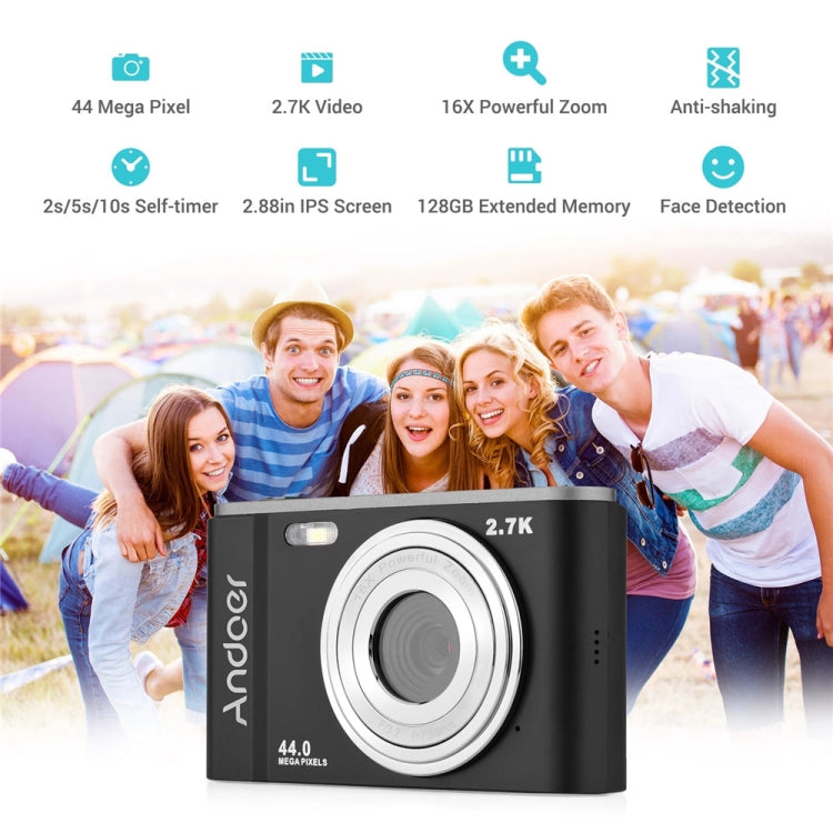 كاميرا رقمية للأطفال DC302 بشاشة 2.88 بوصة، 44 ميجابكسل، تقريب 16X، دقة 2.7K فل إتش دي، قابس الولايات المتحدة، DC302، قابس الولايات المتحدة