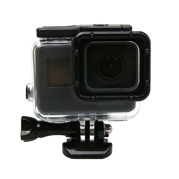 غطاء واقي مقاوم للماء حتى 45 متر مع شاشة لمس لجوبرو HERO6 /5 مع مشبك وقاعدة تثبيت أساسية وبرغي، لا حاجة لإزالة العدسة، مقاوم للماء حتى 45 متر