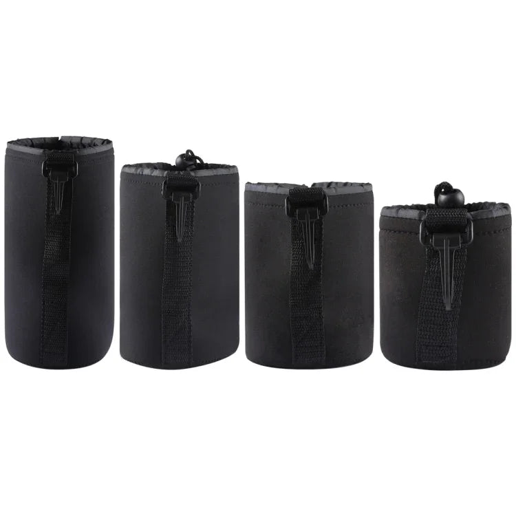 4 قطع حقيبة حمل عدسة كاميرا SLR من النيوبرين مع مشبك، الأحجام: 10x22سم، 10x14سم، 10x18سم، 8x10سم، 4 أحجام
