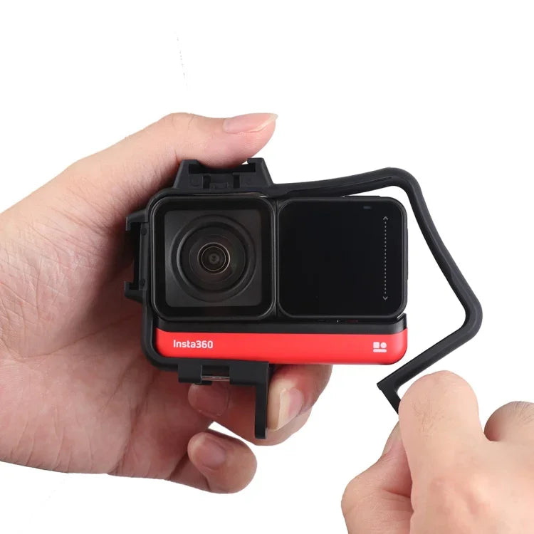 غطاء واقي بإطار بلاستيكي مع قاعدة ترايبود ومحول وبرغي طويل وقاعدة حذاء بارد لكاميرا Insta360 One R، إطار الحذاء البارد