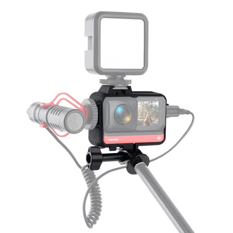 غطاء واقي بإطار بلاستيكي مع قاعدة ترايبود ومحول وبرغي طويل وقاعدة حذاء بارد لكاميرا Insta360 One R، إطار الحذاء البارد
