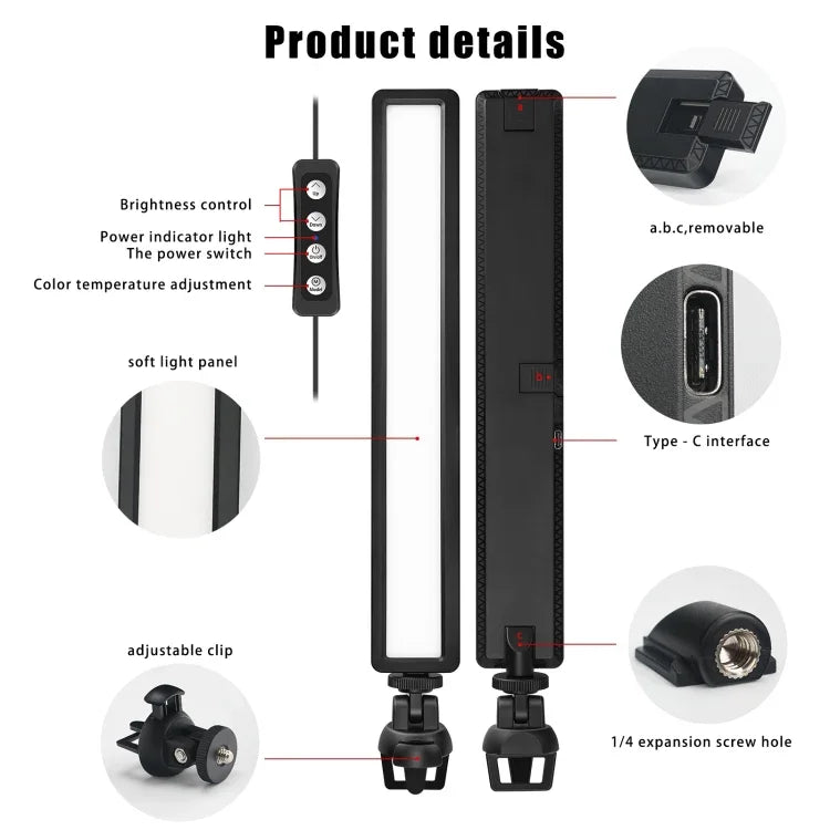 ضوء فيديو مباشر USB LED من LUXCeO موديل WS66 بدرجة حرارة لون 2500K-9000K ثنائي اللون لإضاءة مؤتمرات اللابتوب، WS66