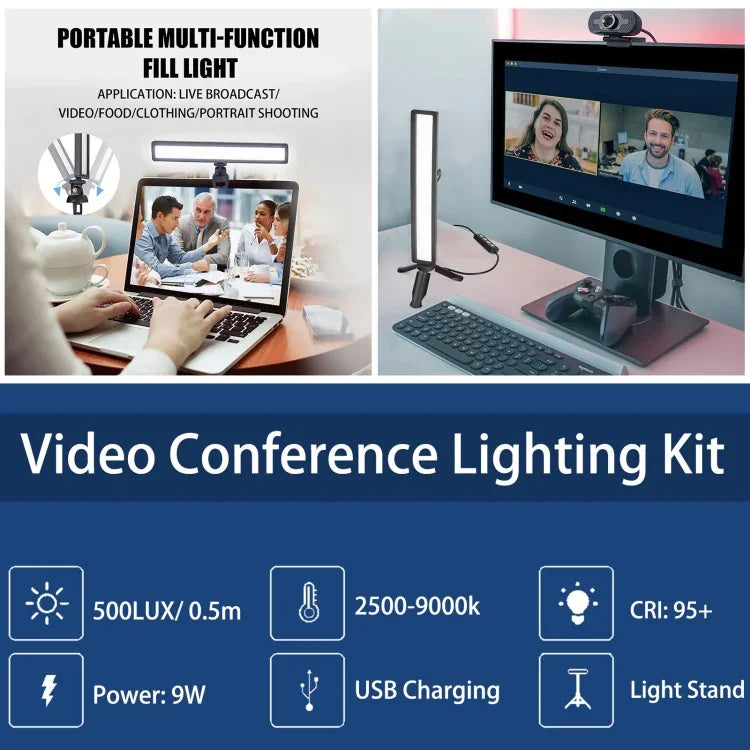 ضوء فيديو مباشر USB LED من LUXCeO موديل WS66 بدرجة حرارة لون 2500K-9000K ثنائي اللون لإضاءة مؤتمرات اللابتوب، WS66