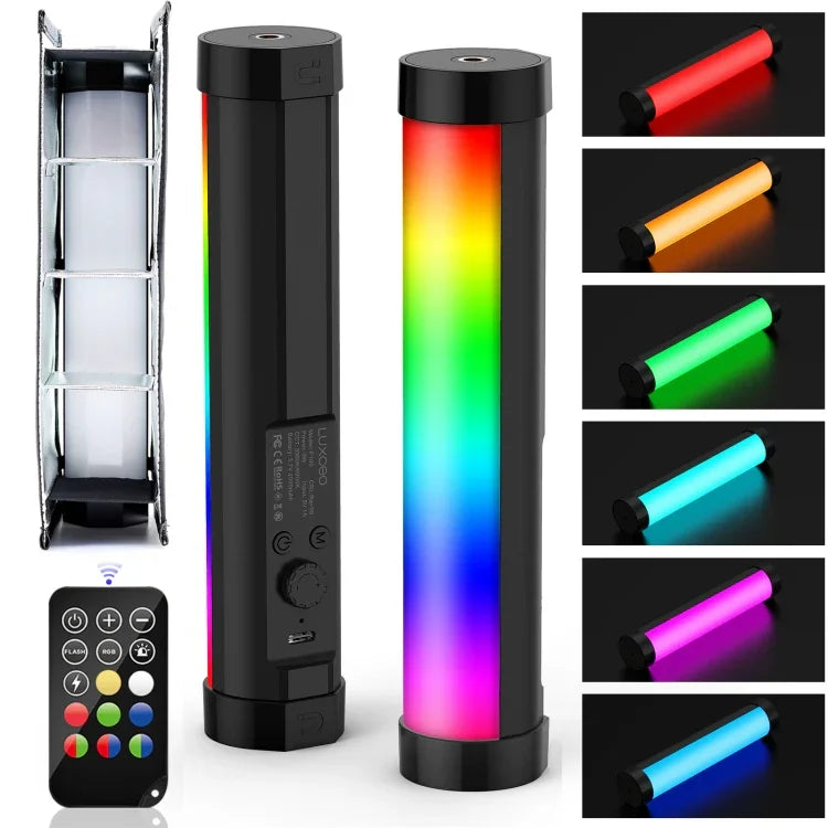 عصا إضاءة فوتو فيديو RGB محمولة LUXCeO P100 مع تحكم عن بعد وصندوق إضاءة شبكي، P100+صندوق إضاءة شبكي