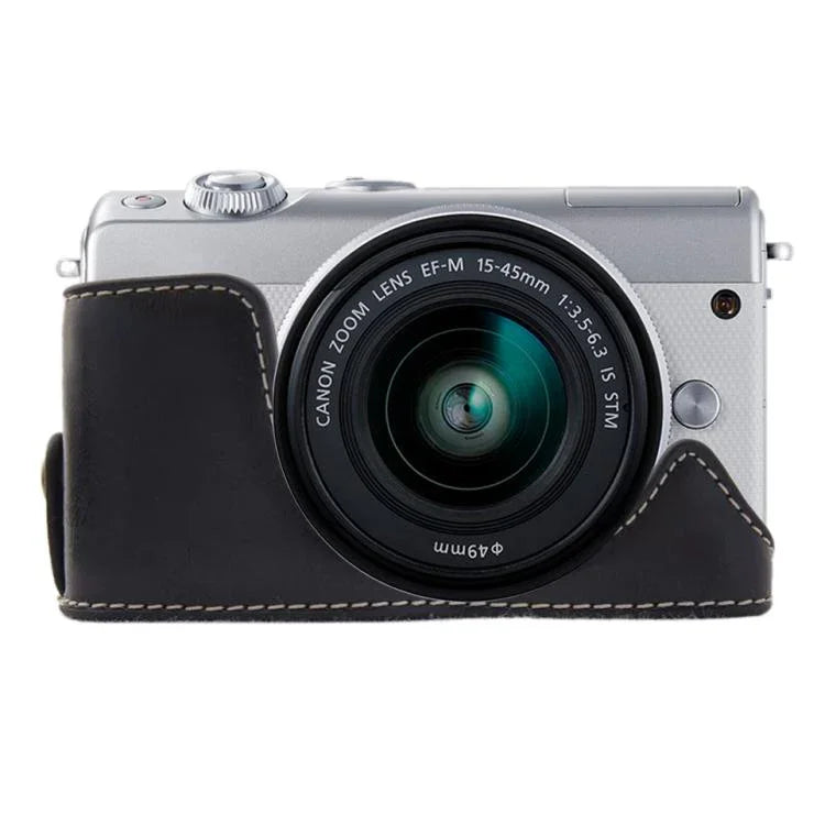 1/4 inch Thread PU Leather Camera Half Case Base for Canon EOS M100, For Canon EOS M100