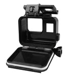 2 في 1 غطاء خلفي بشاشة لمس + غطاء واقي مقاوم للماء حتى 45 متر لكاميرا GoPro HERO5 (لا حاجة لفك العدسة عند التركيب) مع مشبك وقاعدة تثبيت أساسية وبرغي رصاصي، لا حاجة لفك العدسة