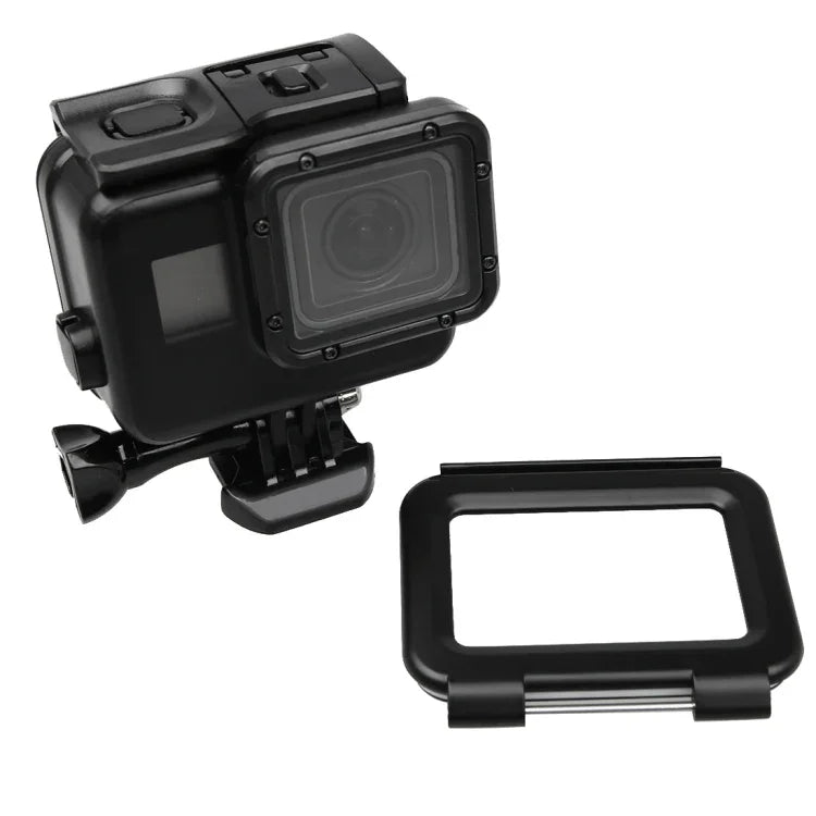 2 في 1 غطاء خلفي بشاشة لمس + غطاء واقي مقاوم للماء حتى 45 متر لكاميرا GoPro HERO5 (لا حاجة لفك العدسة عند التركيب) مع مشبك وقاعدة تثبيت أساسية وبرغي رصاصي، لا حاجة لفك العدسة