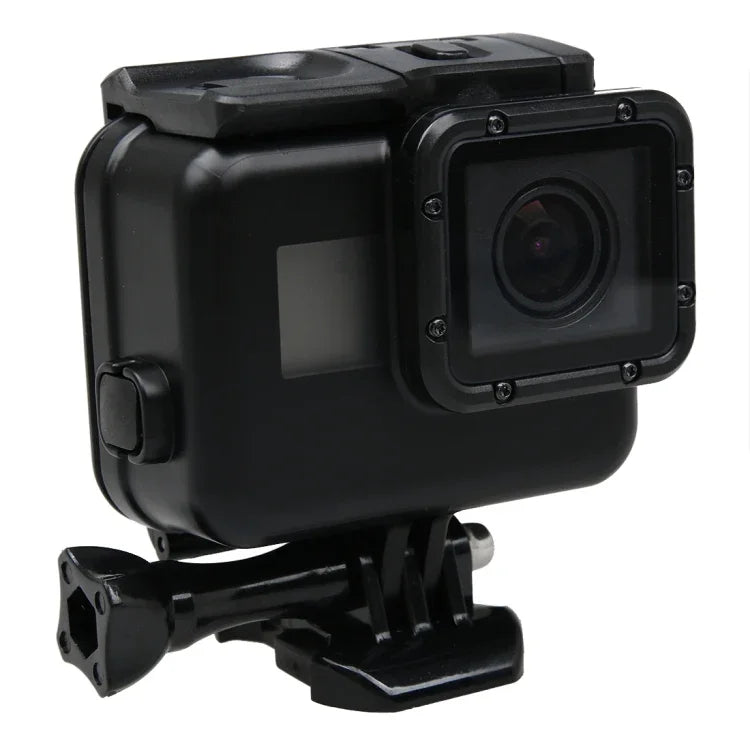 2 في 1 غطاء خلفي بشاشة لمس + غطاء واقي مقاوم للماء حتى 45 متر لكاميرا GoPro HERO6 /5 (يحتاج لفك العدسة عند التركيب) مع مشبك وقاعدة تثبيت أساسية وبرغي رصاصي، يحتاج لفك العدسة